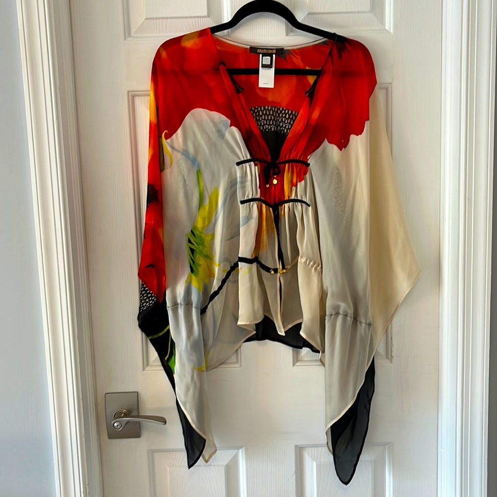 Roberto Cavalli 100% silk kimono blouse top